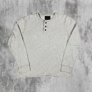 Vintage Y2K Lucky Brand Grey Long Sleeve Henley Shirt Mens Large